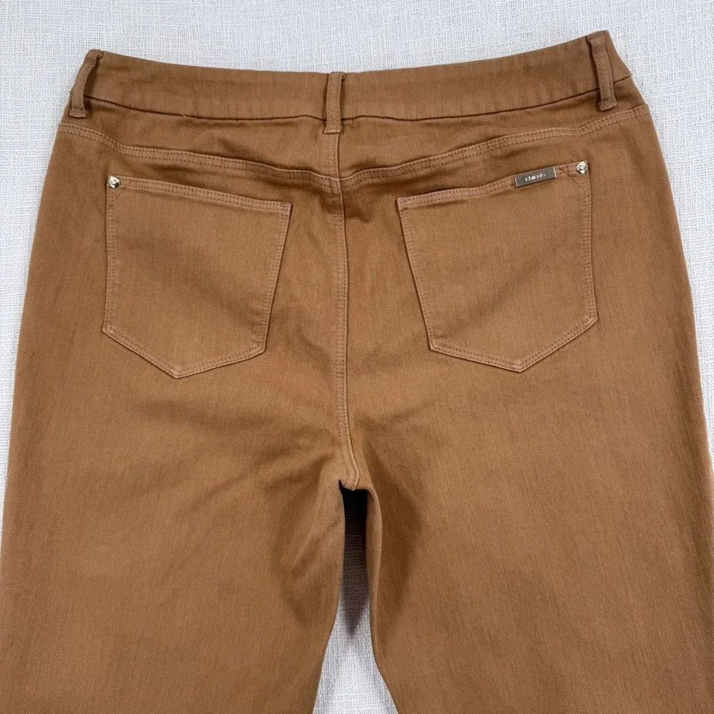 Chicos So Slimming Girlfriend Ankle Pants Brown Petite 1P‎ Cotton Blend Stretch